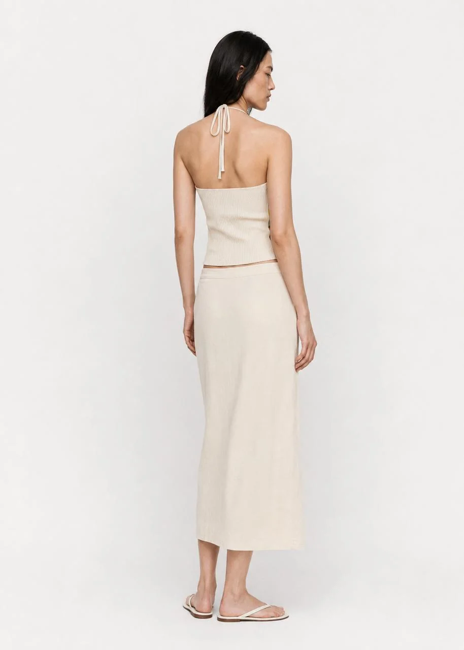 Zesty top from the back, showing the halter tie and clean rib back.